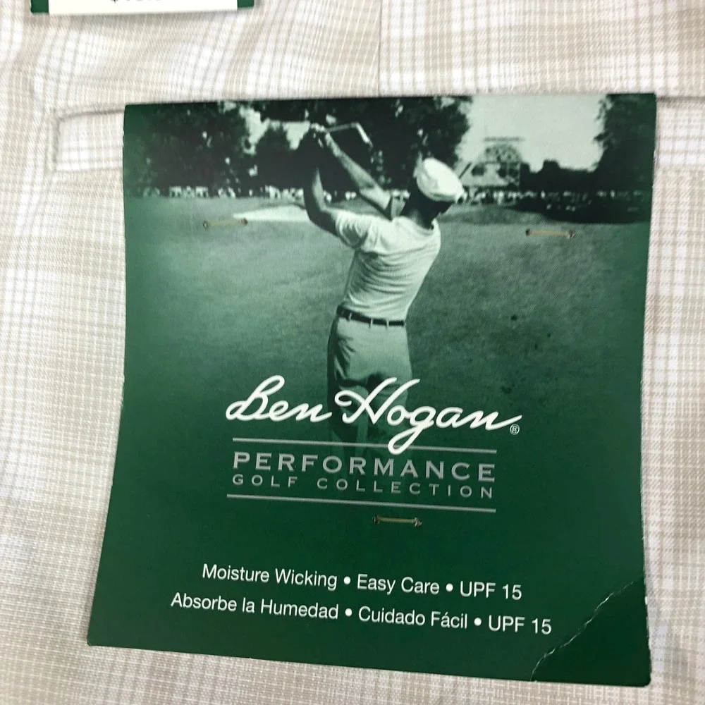Ben Hogan Performance Golf Shorts Mens 30 White Plaid Moisture Wicking ZFSB78NB